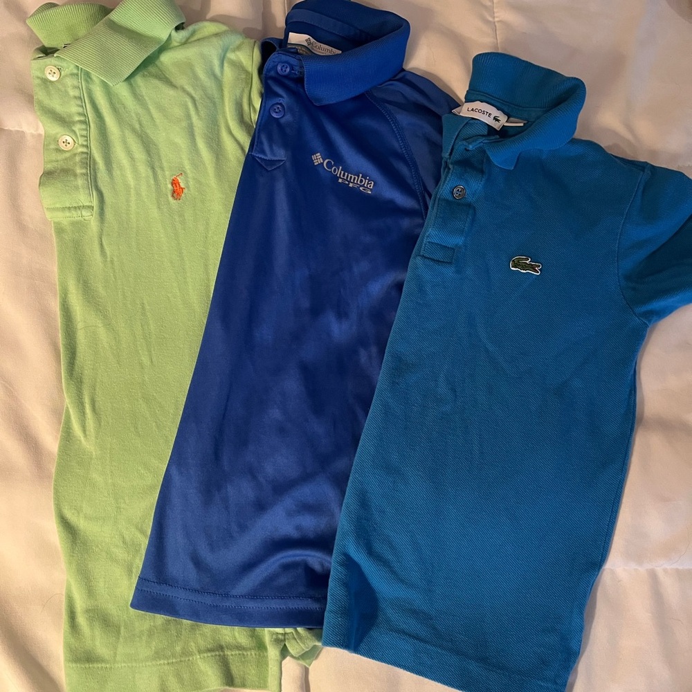 Kids polo lot - Lacoste , Columbia , Ralph Lauren size 6/7